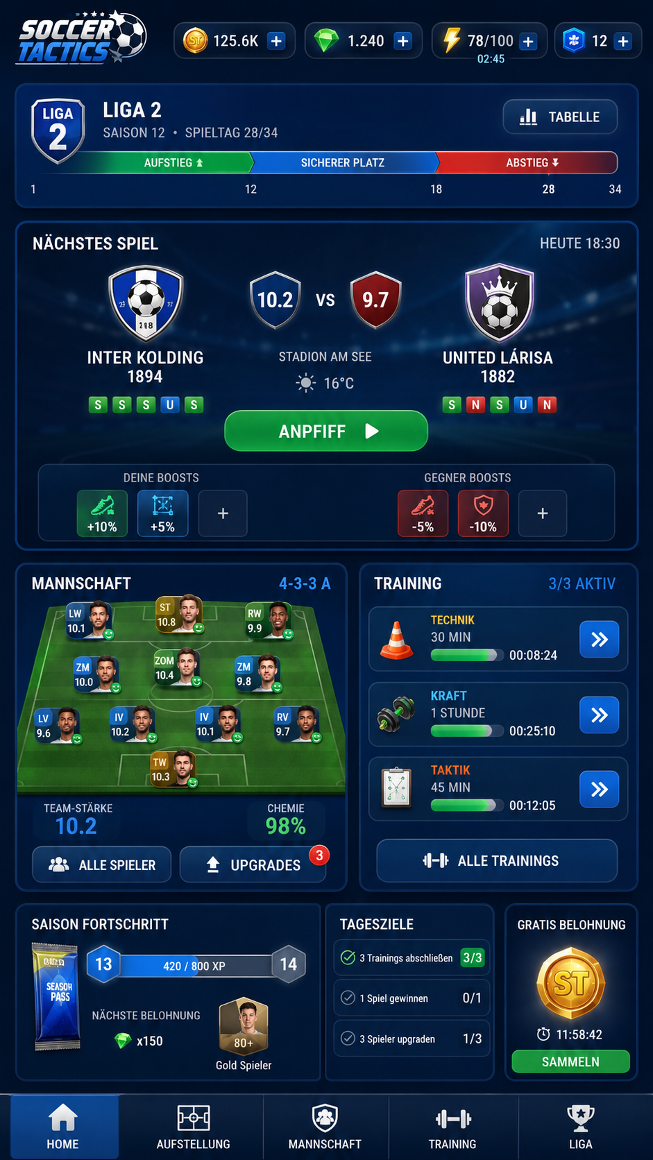 Soccer Tactics Dashboard Konzept